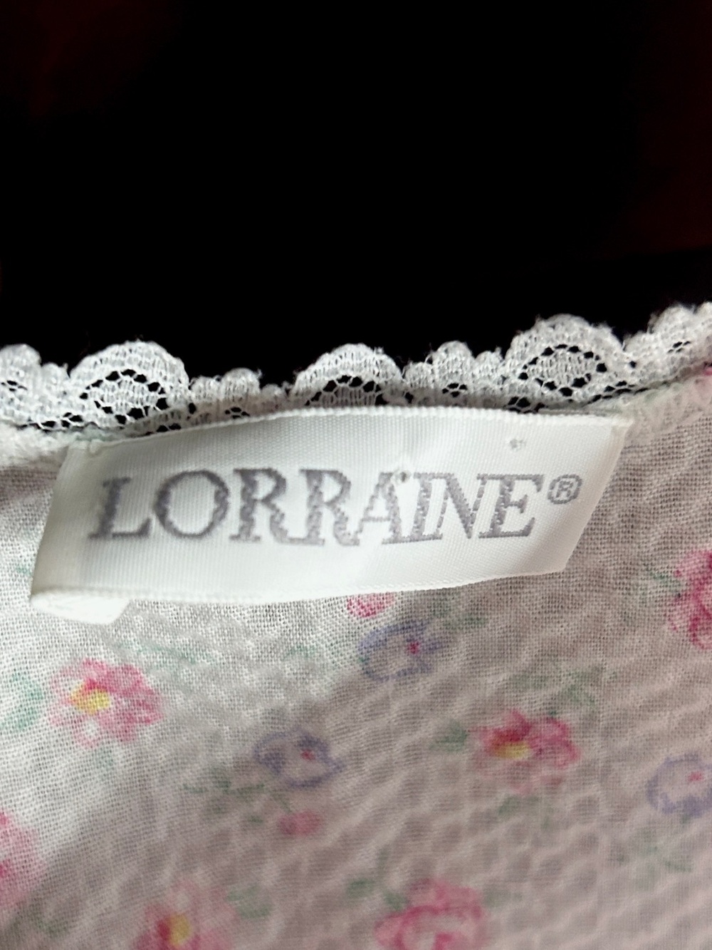 Vintage 90s Lorraine Floral Lace Ribbon Nightgown Cottagecore Dainty Prairie M - Picture 2 of 14
